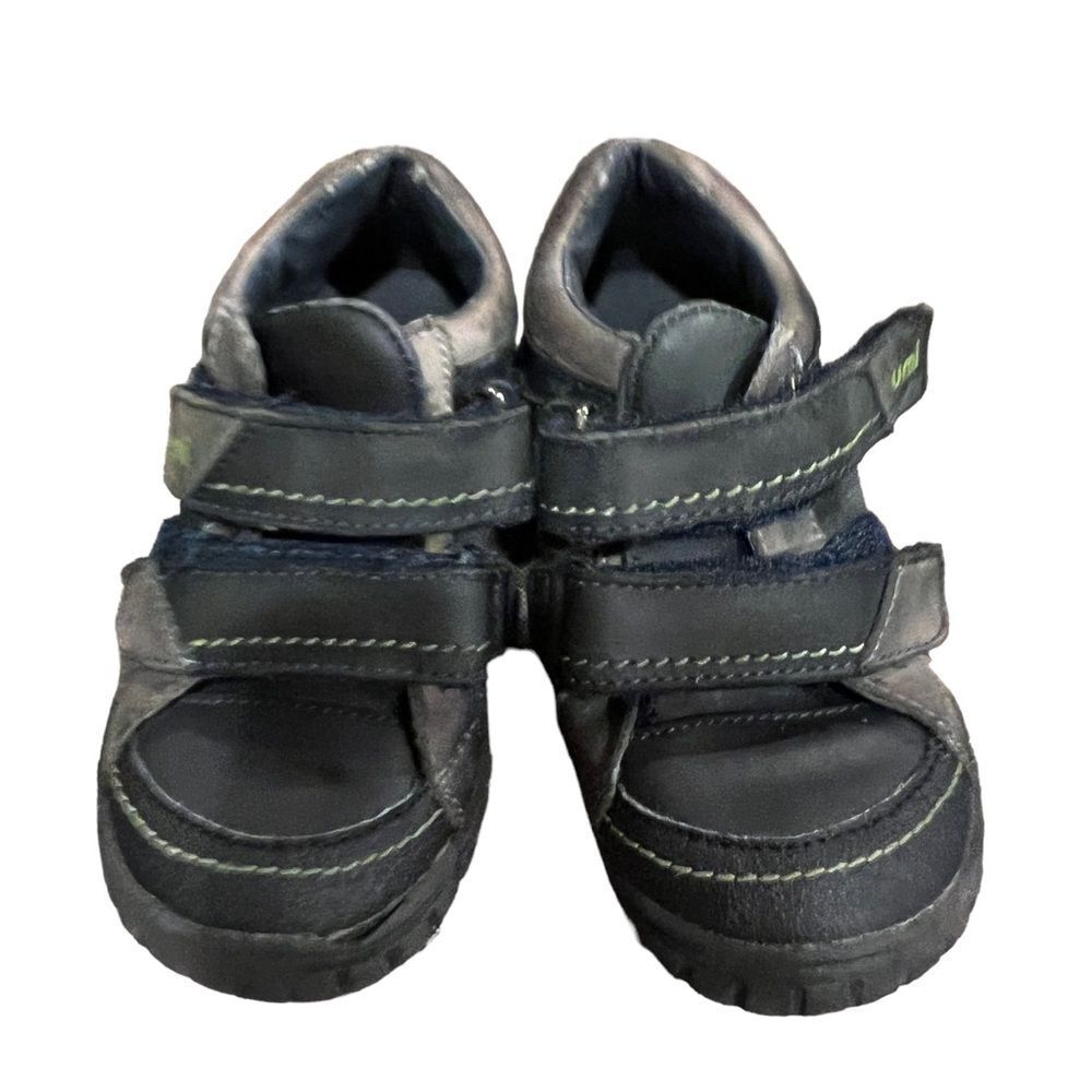 Umi leather hook and loop close boys Braden sneakers dark blue & grey size 8.5 - Picture 5 of 7